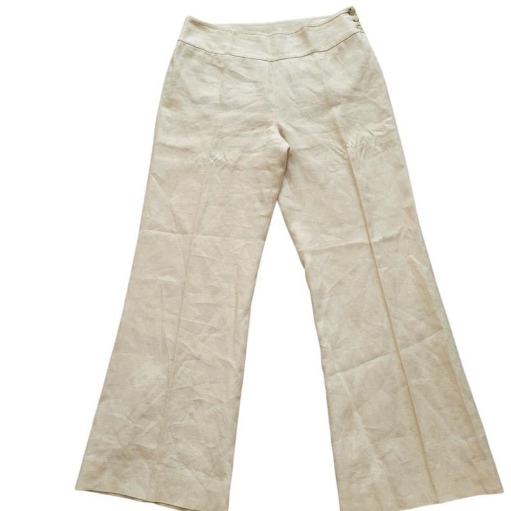 Ralph Lauren Cream Wide-Leg 100% Linen Pants